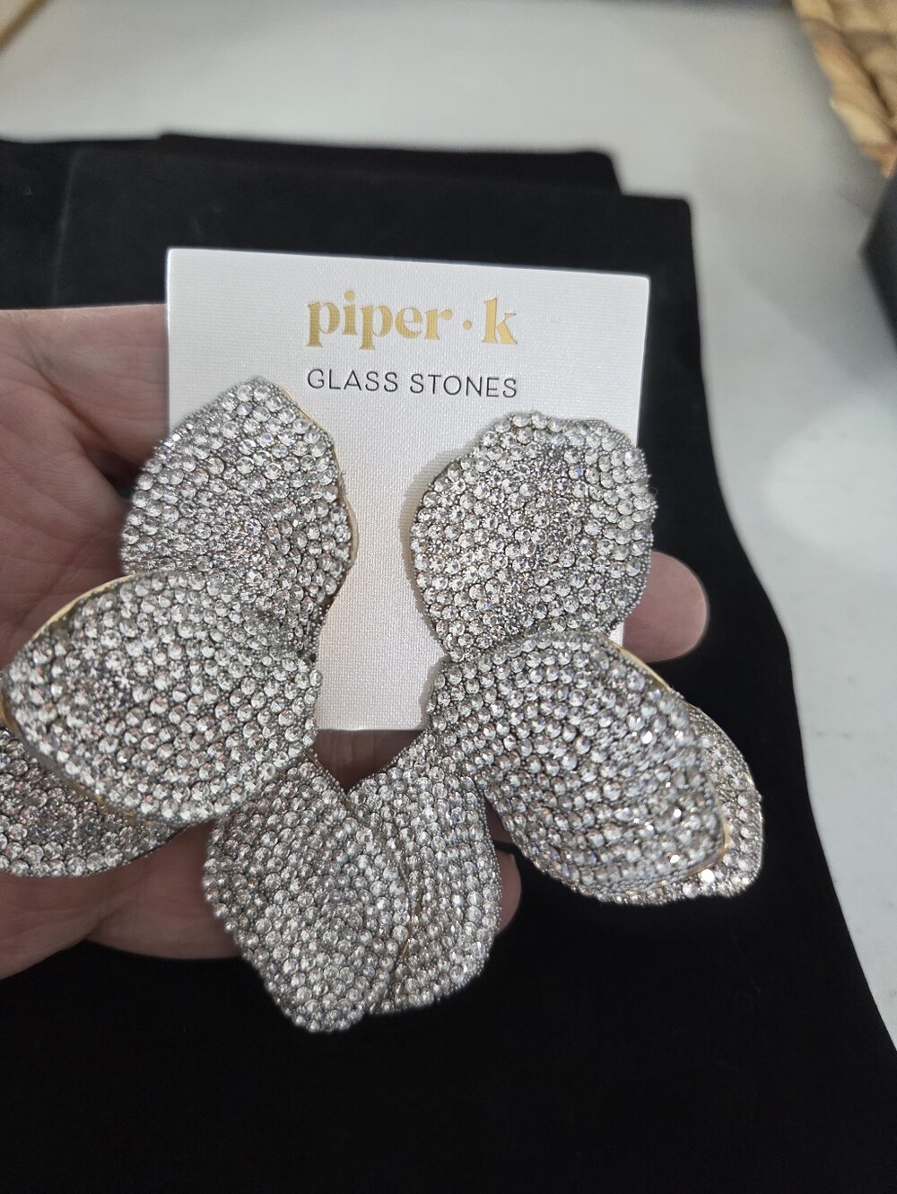 NWT Piper K Earrings Glass Stones Silver